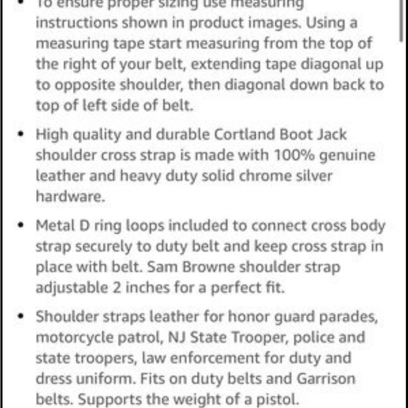 ⭐️ JAY-PEE Sam Browne Shoulder Strap 1 1/4 inch Leather Cross Strap Incl… - Picture 8 of 10